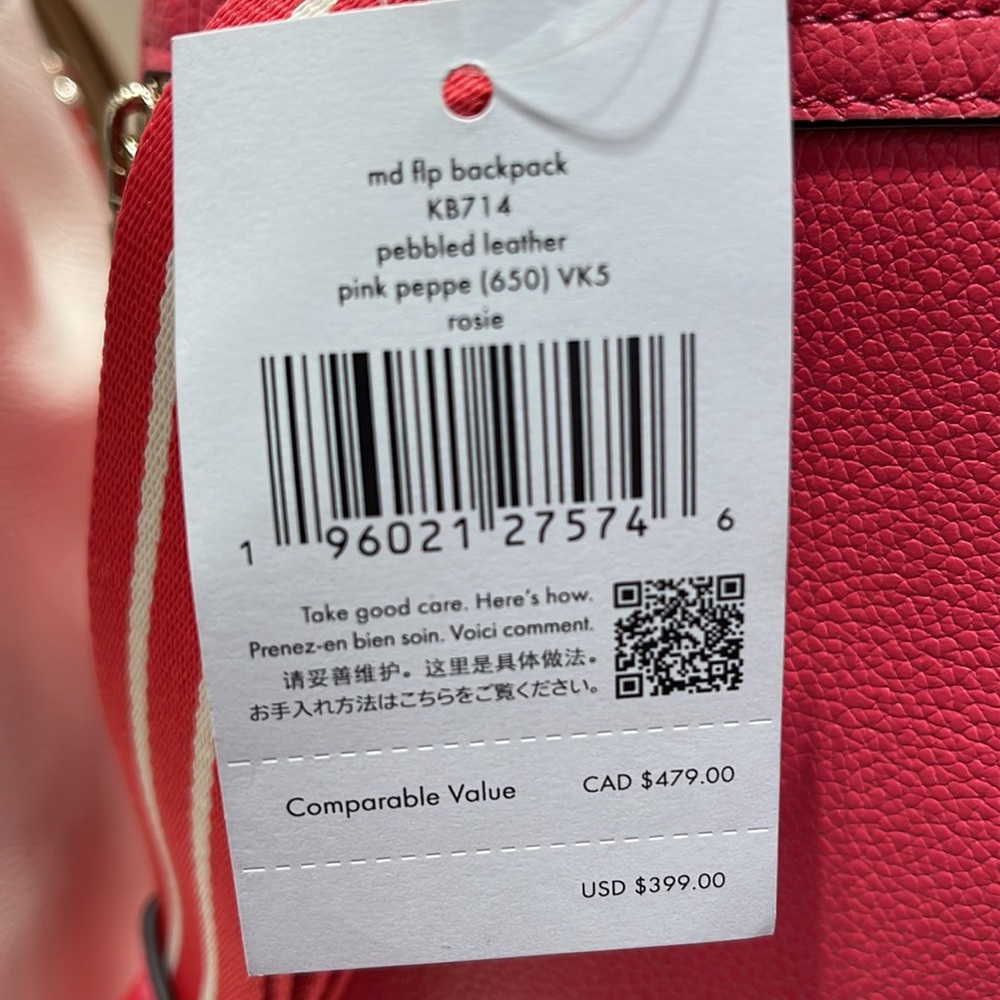 Kate Spade Rosie Medium Flap Backpack 
K8714 pebbled leather Pink Pepper
NWT - Picture 10 of 16